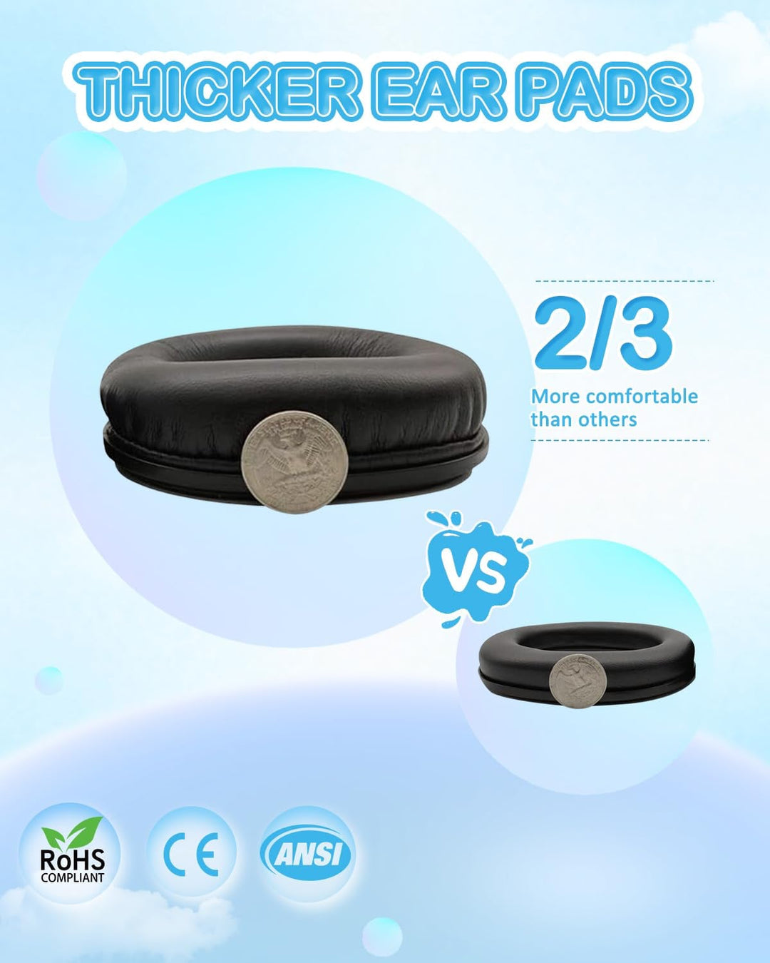 ZOHAN EM030 kids earmuffs with thicker ear pads, enhanced comfort and better cushioning compared to standard ear cushions